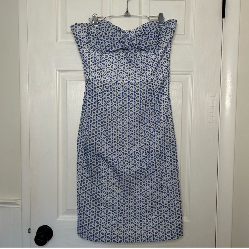 Shoshanna Eyelet Strapless Midi Dress